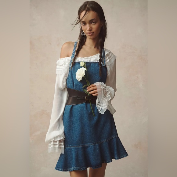 Anthropologie Dresses & Skirts - PILCRO Anthropologie Square Neck Denim Mini Dress Size Medium‎